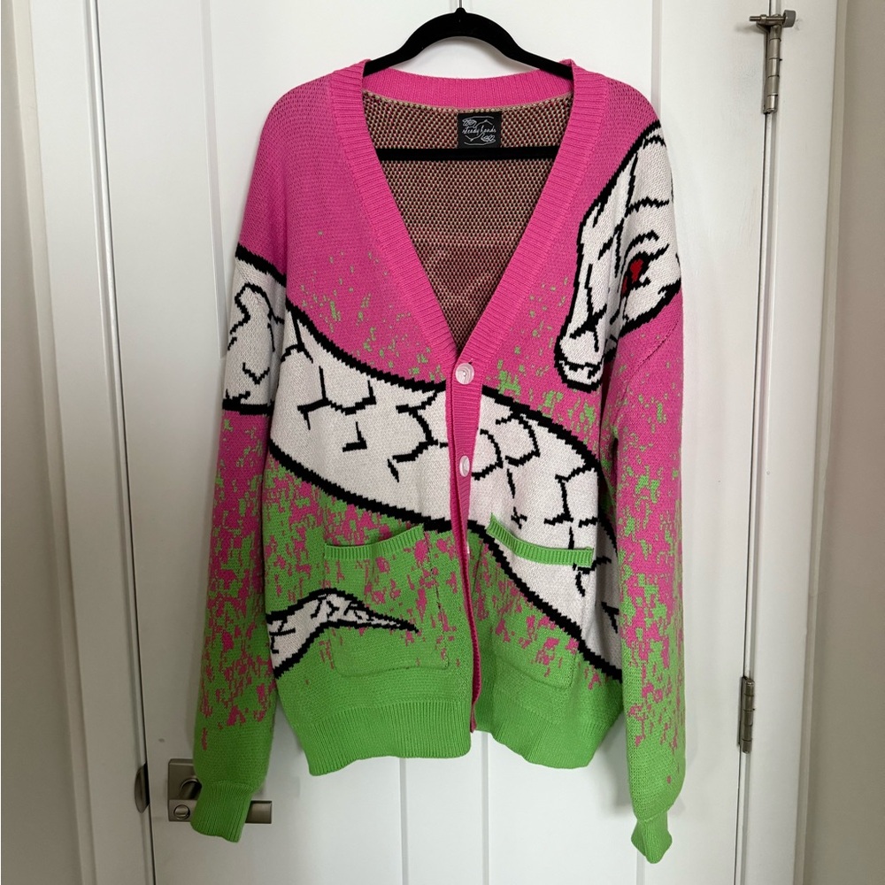 Pink and Green Snake Pattern Sweater